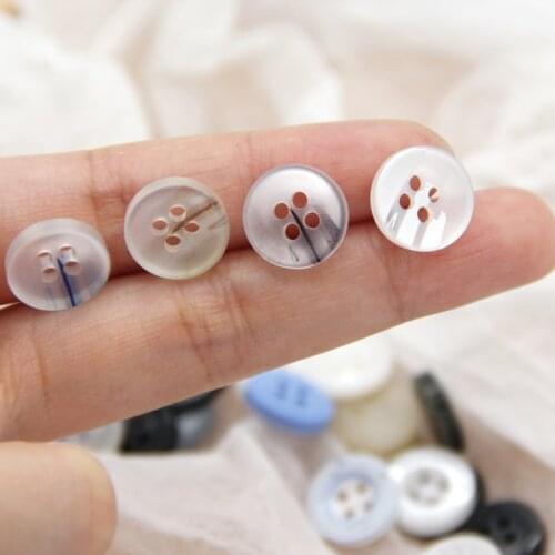 HENGC Small White Transparent Resin Shirt Sewing Buttons For Kid Clothing Sleeve Stripe Decorative DIY Accessories Wholesale
