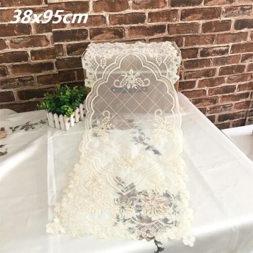 Retro Lace Embroidery TV Cabinet Dressing Table Runner Coffee Tablecloth Cloth Bedroom Living Room Kitchen Shoebox Decoration