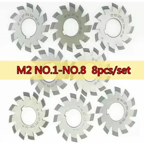 PA20 HSS Gear cutter M2 NO.1 NO.2 NO.3 NO.4 NO.5 NO.6 NO.7 NO.8 8pcs/set high quality Free shipping