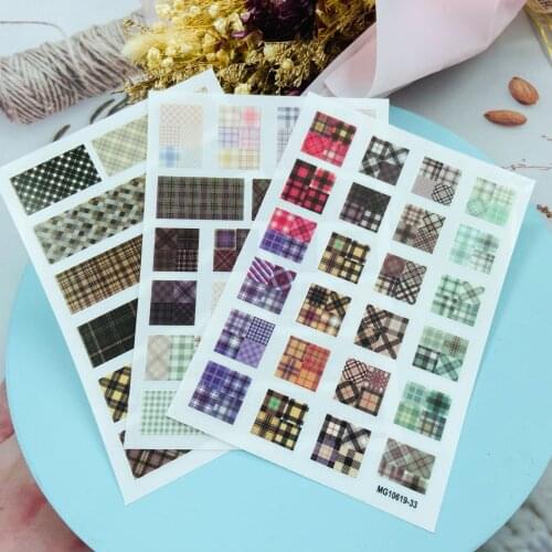 DIY Japanese Style Thin Light Traceless Back Glue Adhesive Nail Stickers New Design Plaid Dry Nail Decals Nail Art Manicure