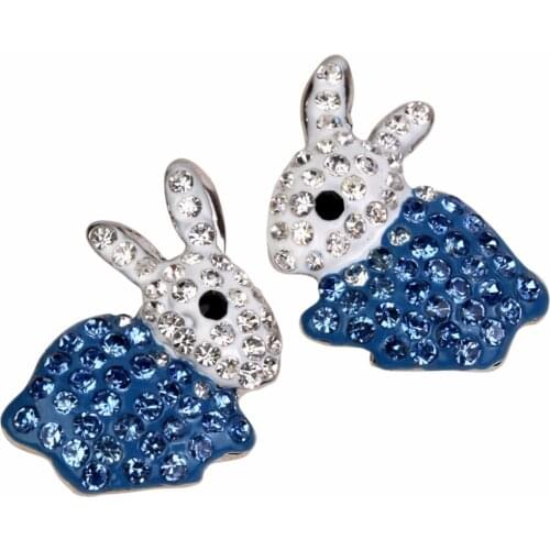 Bunny Ears Stud Crystal Earrings Easter Party Costume Accessories Gifts Fashion Jewelry for Women Teen Girls Children Mom EC08