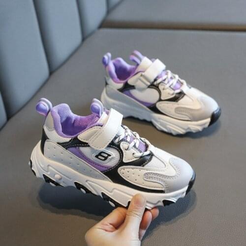 Girls sports shoes 2021 spring breathable mesh children casual shoes hook&loop boys flats soft sole kids running shoes