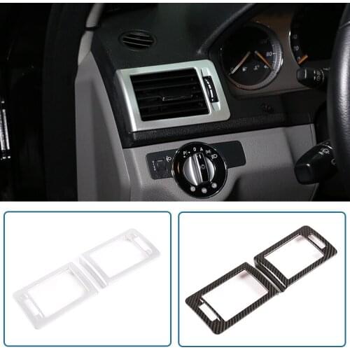 Carbon Fiber Silver ABS Chrome For Mercedes benz C Class W204 2007-2010 Car Accessories Side Air Conditioning Outlet Frame Trim
