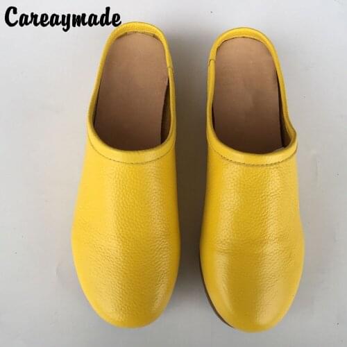 Careaymade-Spring,Genuine leather shoes,Pure handmade shoes,Women the retro art mori girl slippers,Women fashion shoes,4 color
