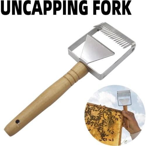 Beekeeping Uncapping Fork 17 Pin Wooden Handle Honey Knife Bee Hive Honeycomb Scraper Tools For Beekeeper Supplies Equipment