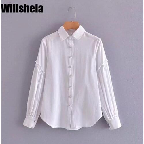 Женские белые рубашки Willshela China At AliExpress