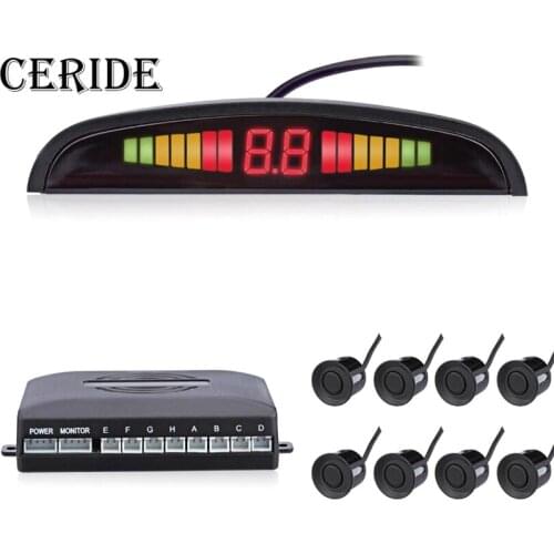 Weatherproof 8 Rear Front Car Parking Sensor Kit Backup Reverse Radar Detector System with LED Display Monitor car parking Aid
