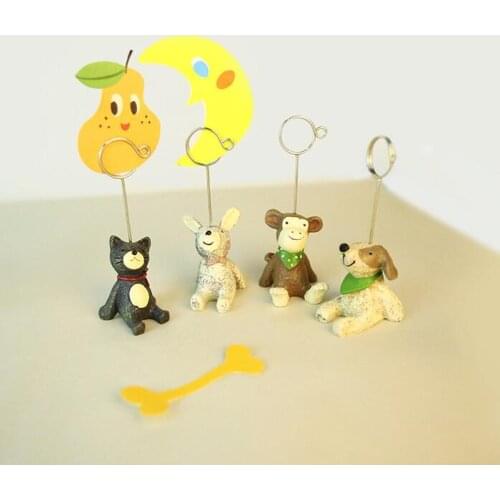 1PC Kawaii Resin Animal Dog Table Photo Message Memo Clip Holder Desk Name Card Clips Wedding Favors Place Card Stander Holders