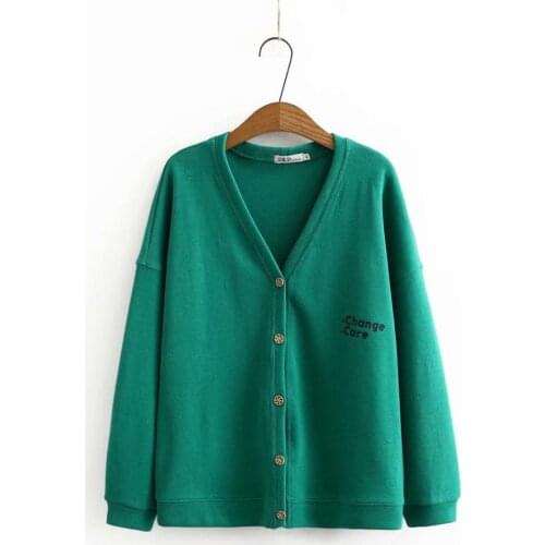 Plus size V neck women loose drop shoulder loose sweater jackets 2021 new winter casual ladies green black pink sweaters female