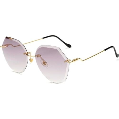 Women Shades Curved Legs Glasses Gradient Rimless Vintage Sunglasses for Ladies
