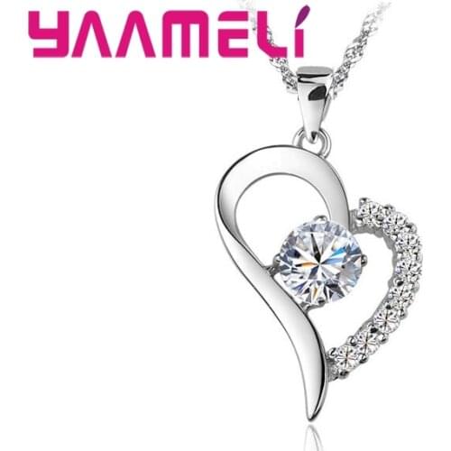 FOR SALE Anthentic 925 Sterling Silver Necklace for Women Gift Wedding Party Real Love Heart Pendant Eternity CZ Jewelry