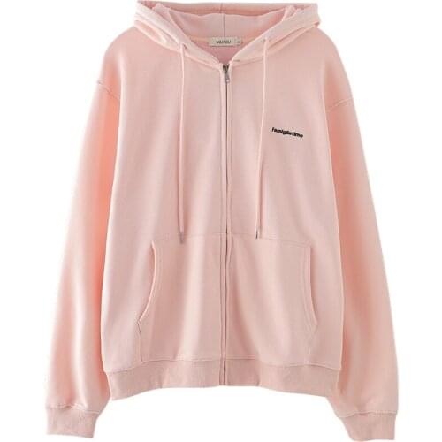 Winter Womens Jacket Sweatshirt New Thick Zipper Big Pocket Sweatshirt Solid Color Coating Korean Loose Wild Hoodie