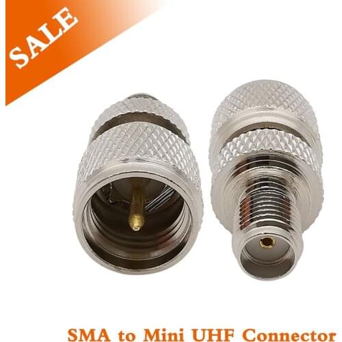 1Pcs SMA to UHF Connector SMA Female socket to Mini UHF Male Plug connector 50 ohm Nickel plated Straight RF Coaxial Adapter