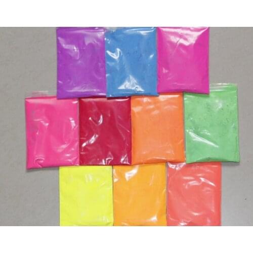 100gram x Mixed 10 NEON Colors Fluorescent Phosphor Pigment Powder for Nail Polish&Painting&Printing
