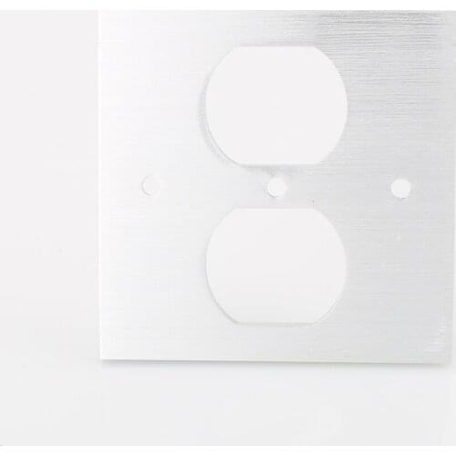 1x US Socket AC Power Duple Receptacle Cover Outlet Wall Plate Panel 8.5x8.5cm Silver