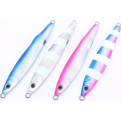 4PCS Sea Fishing Luminous Metal Jigging Lure Trolling Hard Bait Bass laser Tackle Trout Lures Slow Jig 200g