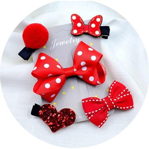 5pcs/set Lovely Bowknot Hairpins Baby Girl Hair Clips Kids Barrettes Cute BB Clips Newborn Headwear Hair Accessories for Girls