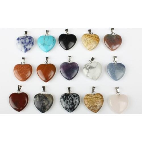 5pcs / bag natural stone 20 * 22 * 3mm color heart pendant metal pendant star jewelry making DIY necklace earrings accessories