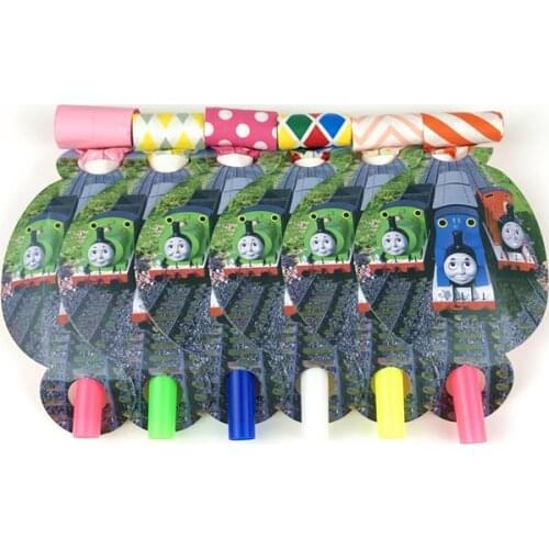 6Pcs Thomas Funny Cartoon Blowout Whistles Child Boys Birthday Party Wedding Blowing Dragon Favor Toys Baby Shower Supplies