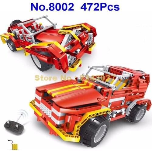 8002 472pcs 2in1 Remote Control Rc 4ch Truck Car Racing Fire Building Block Toy