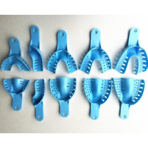 Free shipping 10 Pcs Denture Tray Dentistry Holder Bracket Plastic Dental Tray Disposable BLUE