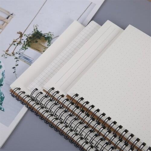 Kraft Paper A5 Spiral Notebook Office School Supplies Drawing Sketch Blank Dotted Line Grid Page Planner Diary Notepad agenda