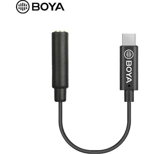 BOYA BY-K4 3.5mm TRS Female to Type-C Adapter Cable for Android Phone Connect to Camera Microphone BY-MM1 BY-WM4 / BY-WM8 Pro
