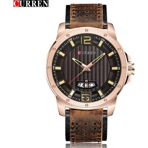 CURREN Mens Watches Top Brand Luxury Watch Men Date Display Leather Strap Creative Quartz Wrist Watches relogio masculino