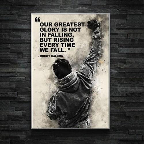 Black White Rocky Balboa Boxing Canvas Printing Posters and Prints Motivational Posters Wall Art for Bedroom Decor