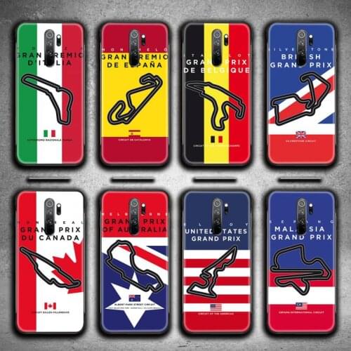 Formula 1 Racing Circuit Phone Case for Redmi 9A 9 8A 7 6 6A Note 9 8 8T Pro Max K20 K30 Pro