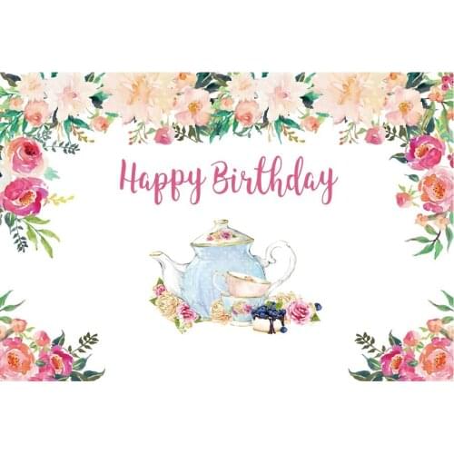 Blue Teapot Baby Shower Photography Background Celebration Party Decor Photo Booth Studio Prop