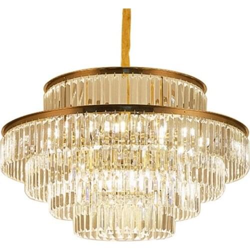 Simple post-modern light luxury crystal lamp atmosphere hotel villa lamp duplex floor dining room living room crystal chandelier