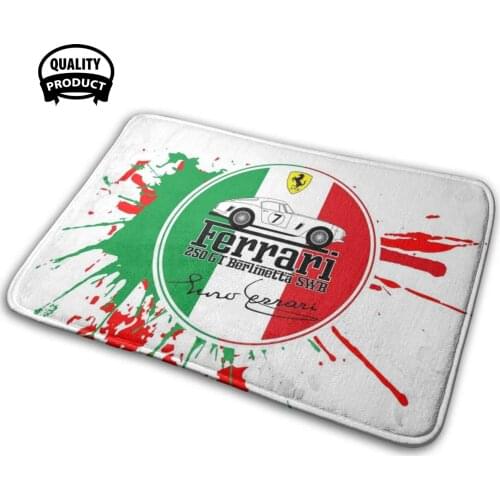 Italian Tri-Color Themed Classic Ferrari 250 Gt Swb Berlinetta Sterling Moss Race Car Design 3D Soft Non-Slip Mat Rug Carpet