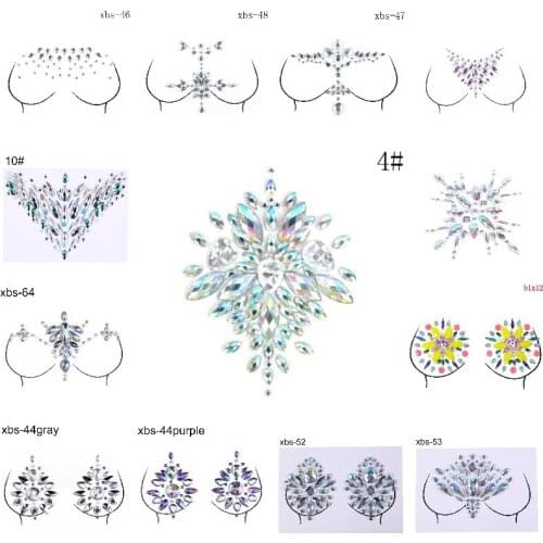 Adhesive Diamond Beads Breast Pasties Shiny Tattoo Sticker Bra Accessories Bra Pad Stickers Nipple Cover Crystal Bra Stickers
