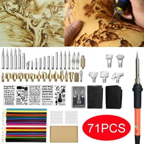 71pcs Electric Soldering Iron Kit Wood Burning Pen Pyrography Craft Tools Set For Wood Carving Soldering Tool