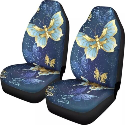 2Pcs Car Seat Covers Retro Butterfly Print Universal Fit Auto Front Seat Cover Vehicle Dirty Anti Case