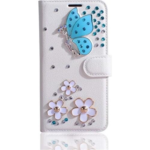 Bling Diamond Flower Butterfly Girl Card Slot Holder Flip Wallet Leather Case Cover For Iphone XS Max XR X 8 7 6 6S Plus 5S SE