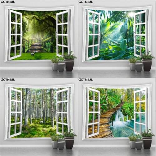 Forest Landscape Tapestry Sunshine Trees Natural Scenery Hippie Wall Hanging Big Tapestries Bedroom Dormitory Home Decor Blanket