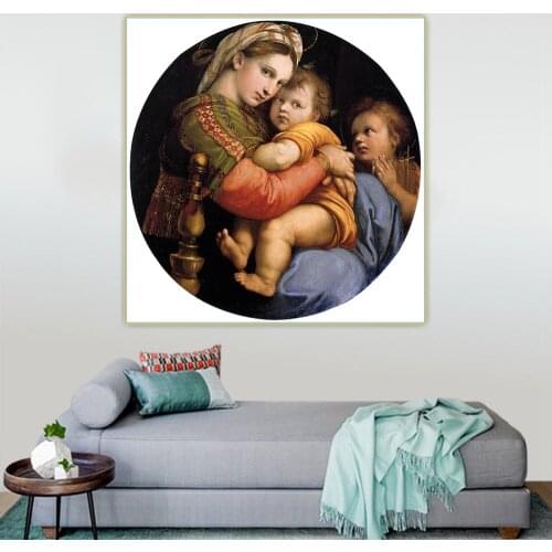 Madonna of the Chair by Raffaello Santi Canvas Oil Painting Aesthetics Picture Art Backdrop Wall Hanging Decor Home Decoration