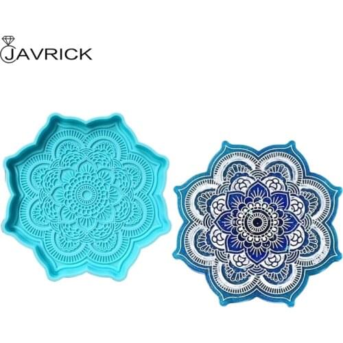 Mandala Coaster Epoxy Resin Mold Round Tray Cup Mat Casting Silicone Mould DIY Crafts Home Decoration Making Tools