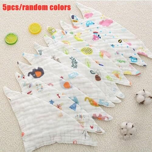 5 Pcs/Set Baby Muslin Gauze Bib Bandana Infant Toddler Feeding Saliva Towel Burp Cloths Baby Scarf Newborn Shower Gifts