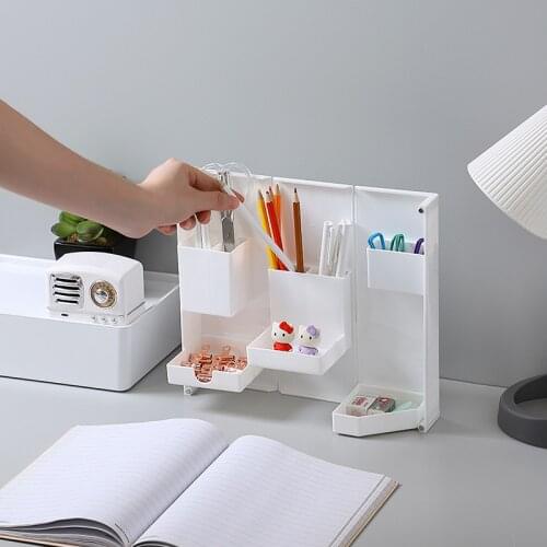 Desktop Foldable Storage Box Pencil Cases Organizer For Cosmetic Stationery Makeup Brush Holder Plastic Storage Container