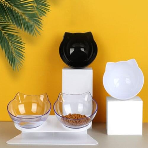 New Non-slip Cat Double Bowls with Raised Stand Pet Food Water Bowls for Cats Dogs Feeders Pet Supplies With Protection Cervical