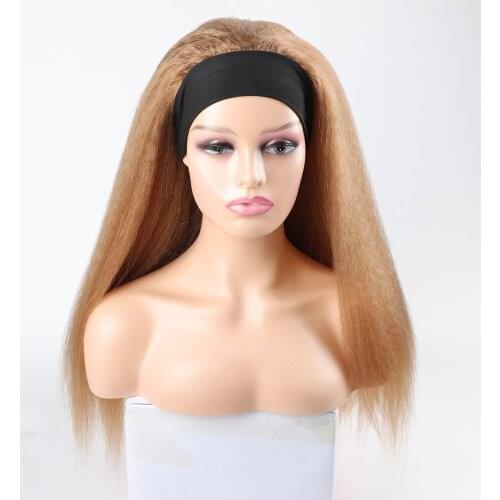 Synthetic Kinky Straight Headband Wig For Women Long Headband Wig Synthetic Hair Blond Black Ginger Purple Brown Red Hair Wigs