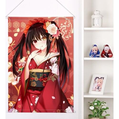 Flat New Japanese Anime Cartoon Date A Live Tokisaki Kurumi Peach Skin Velvet Wall Scroll Poster Print