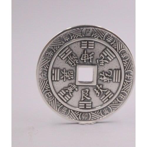 Real Fine Silver Pendant For Women Men Nine Palaces Gossip Coin Lucky Pendant
