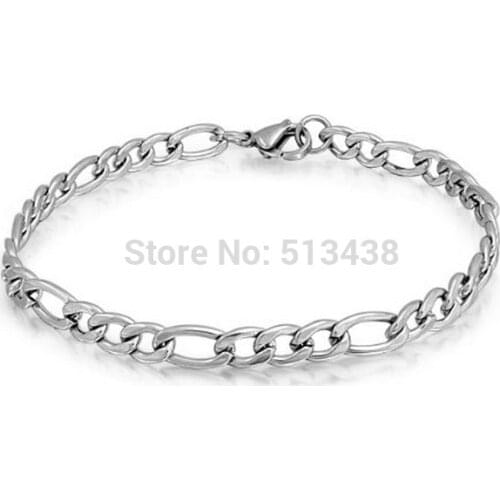 Polished Stainless steel Mens Figaro Link Chain Bracelet 8.26 inch 7mm Free Shipping ON SALE