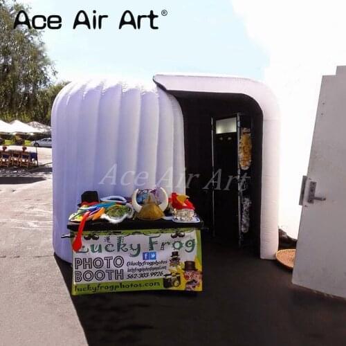 Portable white outside inflatable igloo photo booth,dome shap selfie booth kiosk various color inside for wedding and rental