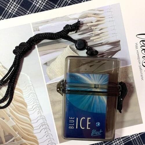 Portable Waterproof Cigarette Case Box with Lanyard Chain Neck-hung Muiticolor Plastic Lipstick Lighter Card Storage Box Holder