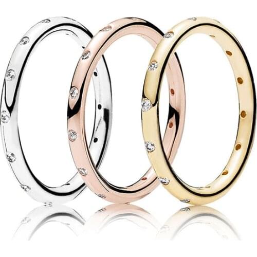 Silver Color Ring Charms Diy 3 Color Rose Gold Silver Gold Color Finger Ring With Crystal Cz For Women Jewelry